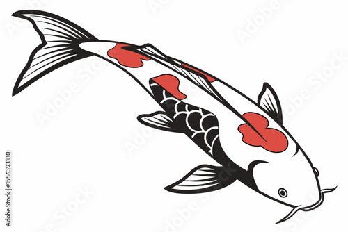 ginrin kohaku fish sihouette black vector