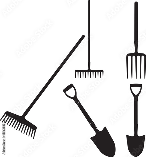 Garden equipment silhouette vector illustration