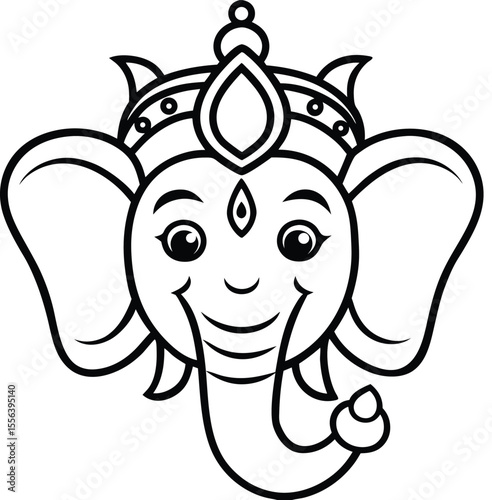  Ganesh Head Outline Drawing