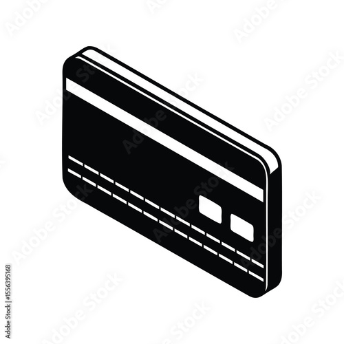 Isometric Illustration of a Payment Card, Depicting Financial Transactions and Online Banking