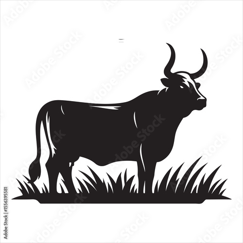 Majestic Cow Silhouette - A Symbol of Rural Life , black colour vactor 