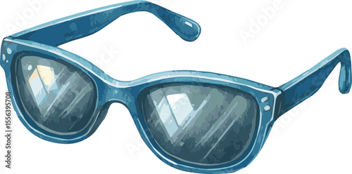 Watercolor vector illustration of round sunglasses