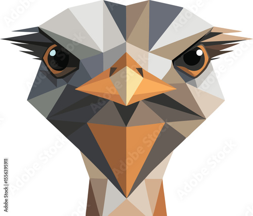 Geometric Ostrich Head Vector Illustration Polygonal Flat Design