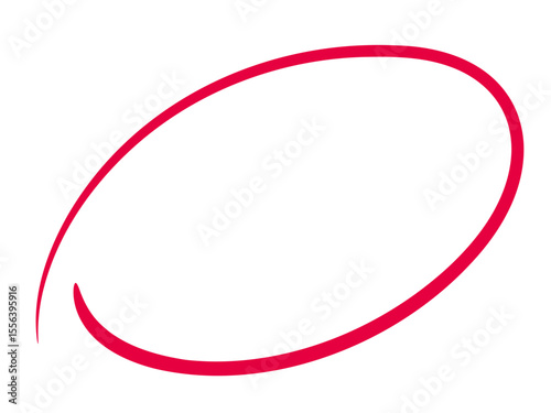 Hand drawn red circle highligter. Vector marker circle line
