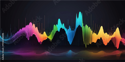 Blue digital sound wave equalizer on a black background, perfect for music and audio technology illustrations