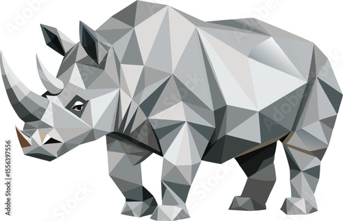 Low Poly Rhinoceros Vector Illustration in Geometric Polygon Style