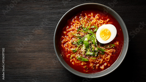 Spicy Ramen Noodles: Delicious Korean Food Photography