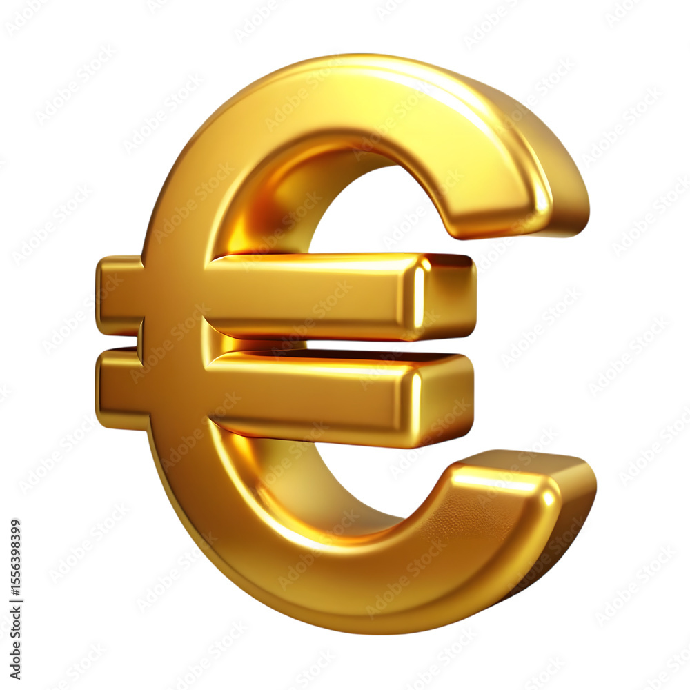 Fototapeta premium Glossy Metallic Gold Euro Symbol A 3D Rendered Image