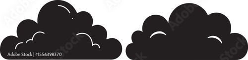 Fluffy cloud silhouette vector illustration