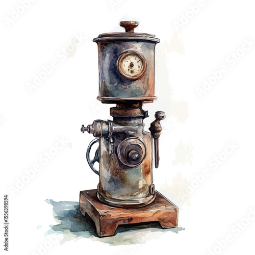 Automatic Buret, watercolor drawing vector, isolated on a white background.