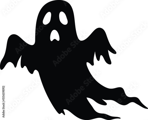 a spooky ghost, floating ethereally, mysterious and enigmatic, dark and shadowy, Halloween-themed apparition, supernatural entity, creepy spectre, haunting silhouette, eerie paranormal presence
