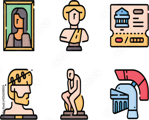 Museum Icon Set for Culture, History, Artifacts, and Educational Institution Graphics