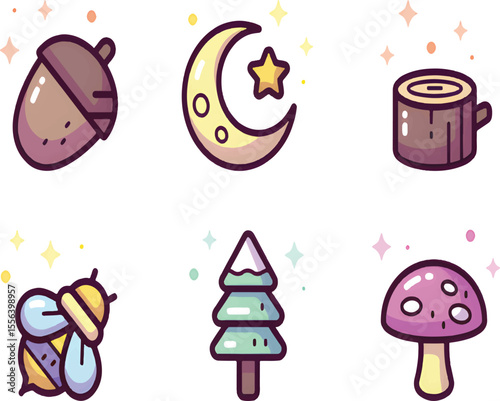 Nature Icon Set for Eco-Friendly Projects, Outdoor Activities, and Environmental Design Themes