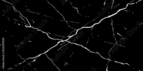 A striking, high-contrast black and white abstract pattern resembling fractured ice, cracked glass, or veining in dark marble.Emphasize sharp, intricate lines and a dynamic,almost chaotic composition.