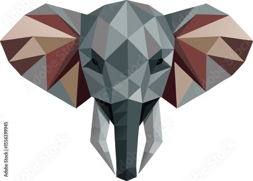 Polygonal Elephant Head Vector Art Geometric Style Low Poly Clipart Animal Illustration