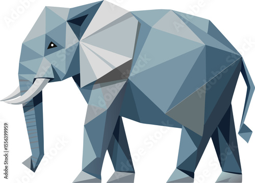 Low Poly Elephant Vector Illustration in Geometric Polygonal Style Clipart