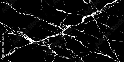 A striking, high-contrast black background crisscrossed by jagged, luminous white lines, resembling cracked ice on a dark surface or a highly veined black marble.