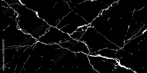 A striking, high-contrast black background crisscrossed by jagged, luminous white lines, resembling cracked ice on a dark surface or a highly veined black marble.