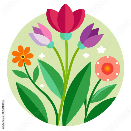 Spring flowers  vector icon  
