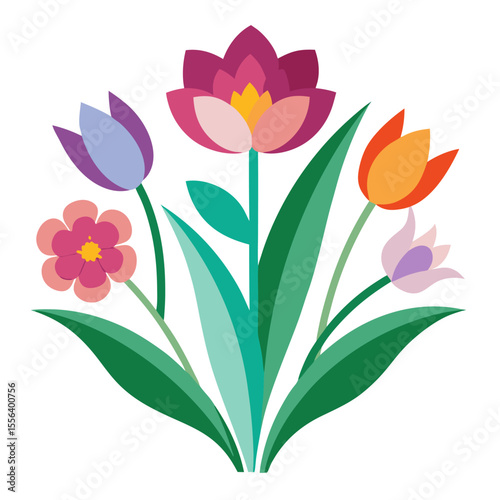 Spring flowers  vector icon  on white background 