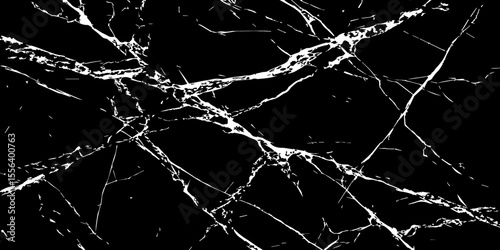 A striking, high-contrast black background crisscrossed by jagged, luminous white lines, resembling cracked ice on a dark surface or a highly veined black marble.