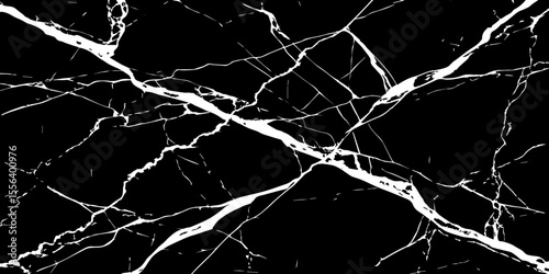 A striking, high-contrast black background crisscrossed by jagged, luminous white lines, resembling cracked ice on a dark surface or a highly veined black marble.