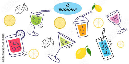 Summer Iced Drinks, Lemons, and Refreshing Beverages background