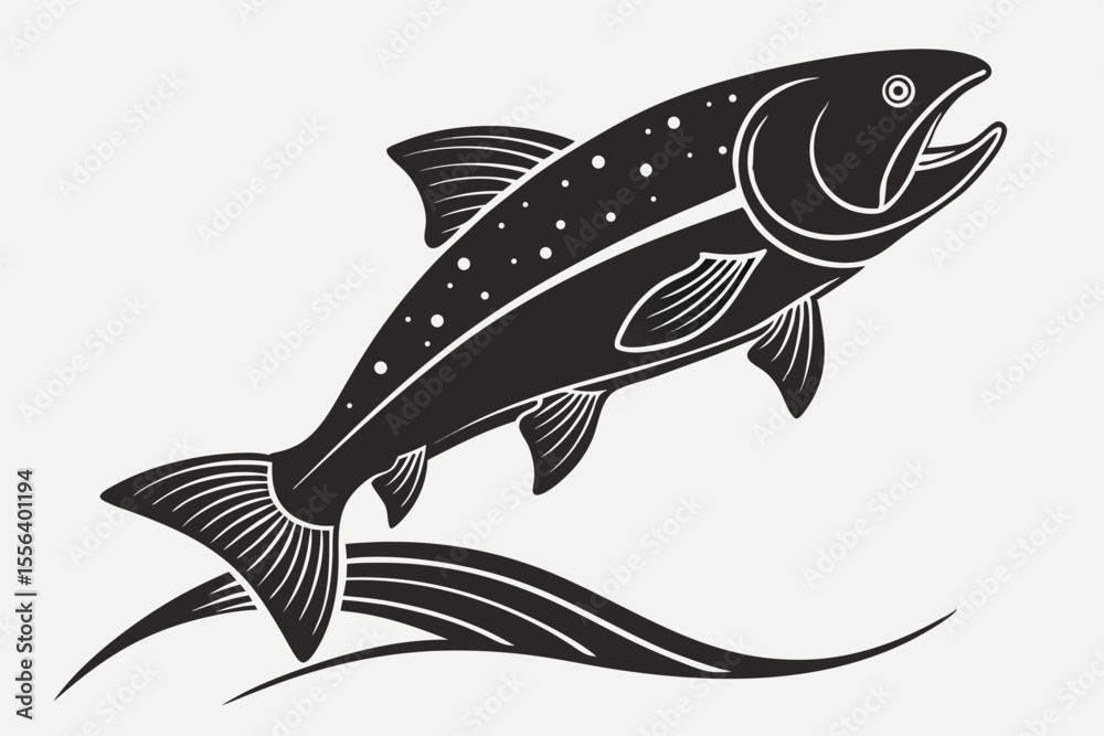 Fototapeta premium fish silhoette black vector
