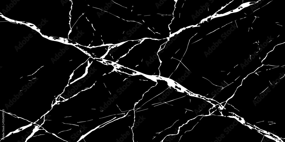 A striking, high-contrast black background crisscrossed by jagged, luminous white lines, resembling cracked ice on a dark surface or a highly veined black marble.