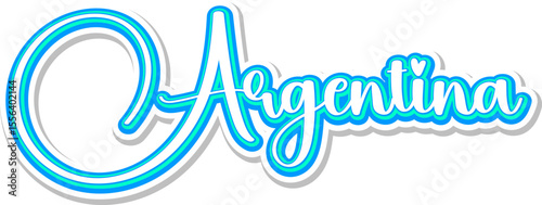 Argentina - 3D Text in Calligraphy on white background