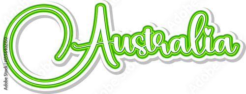 Australia - 3D Text in Calligraphy on white background