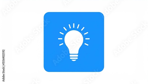 Simple lightbulb icon on blue square