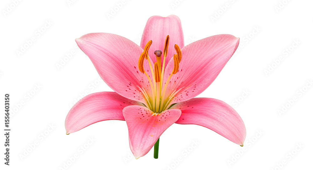 Naklejka premium A close-up of a gorgeous pink lily in full bloom against a black backdrop.