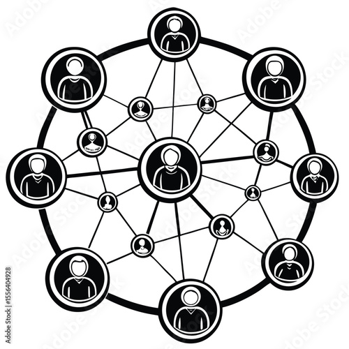 Connected people network diagram connection social