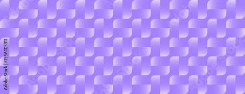 Modern ultra wide violet vector graphic abstract background with bold offset rounded squares and stylish dotwork gradient texture. Abstraction ideal for headers, wallpapers, banners, artistic layouts