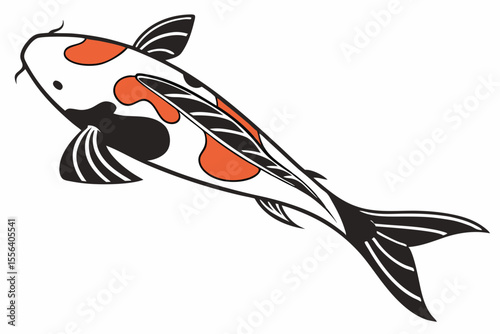 kohaku fish sihouette black vector