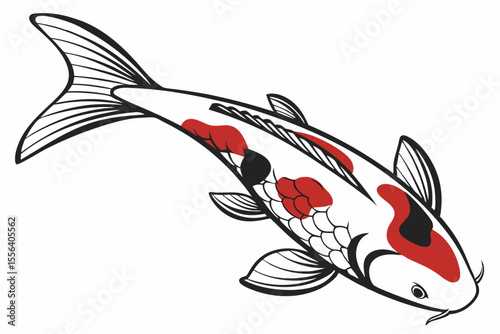 kohaku fish sihouette black vector