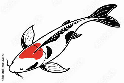 kohaku fish sihouette black vector