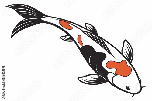 kohaku fish sihouette black vector