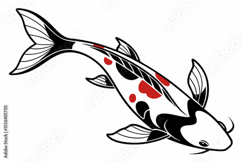 kohaku fish sihouette black vector
