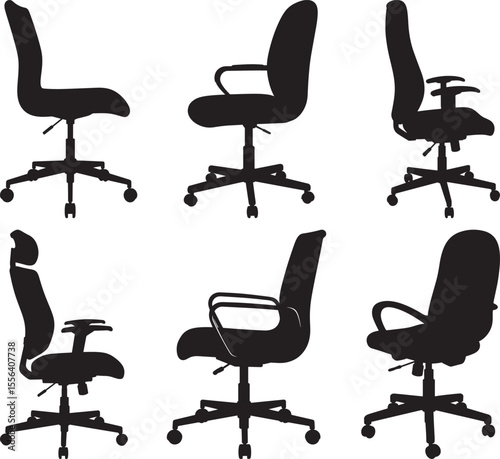 Office chair side view silhouette vector illustration