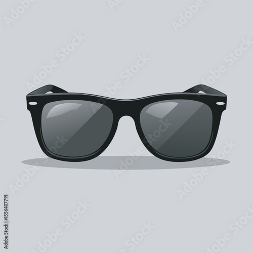 Stylish black sunglasses with dark lenses isolated on grey background