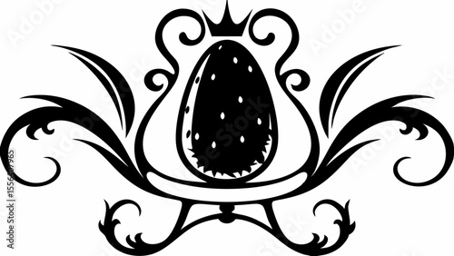 A royal avocado sitting on a golden throne 