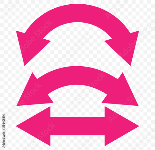 Double sided arrow icon vector on Transparent background. two way arrow icon. Dual sided arrow vector, icon, silhouette design. Semicircular curved thin, long double ended arrow on Transparent. EPS 10