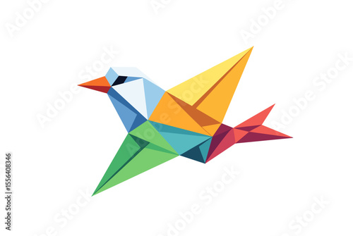 Geometric Origami Bird Illustration with Vibrant Colors and Modern Design for Branding and Creative Projects