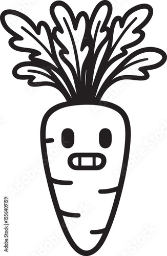 Cute cartoon carrot illustration, perfect for children's books or healthy eating themes.