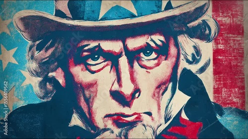 vintage retro poster of Uncle Sam Stop motion animation loop