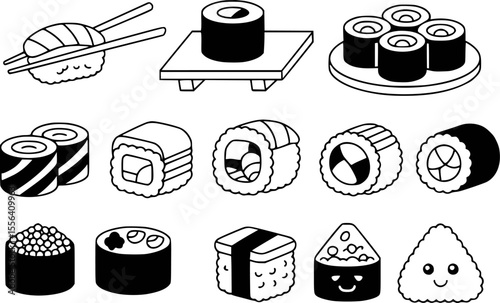 Diverse Japanese sushi rolls and nigiri assortment maki japanese food