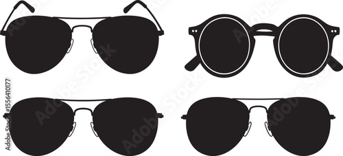 Trendy sunglasses silhouette vector illustration