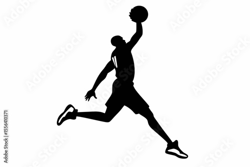 playing basketball a man sihouette black vector